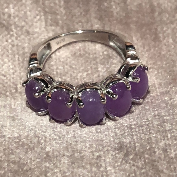 Jade Jewelry - Genuine Purple Jade Ring Sterling Silver NWOTS